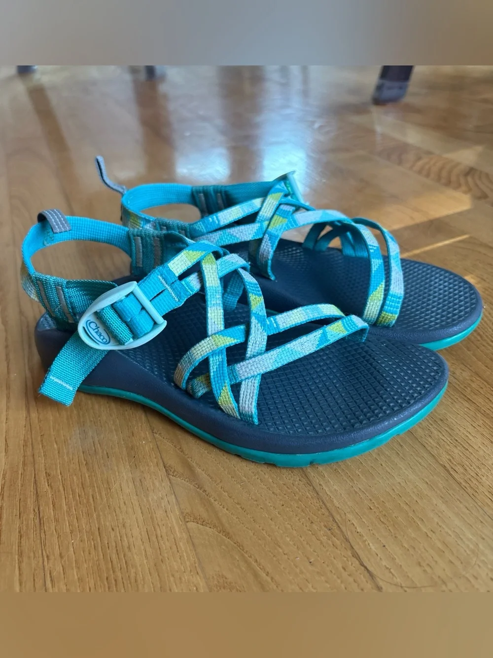 Chaco Kids ZX/1 Ecotread sandals Geometric Teal Green Youth Size 3